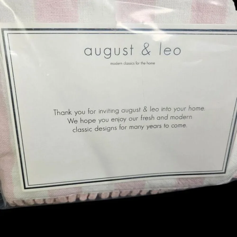 August & Leo 4 Napkins Pack Square 18 x 18 Inch Pink and White Striped Cotton Nw